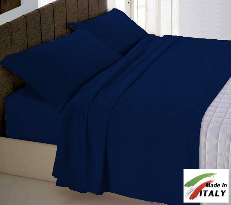 Arreda il tuo letto con federe e lenzuola BLU in tinta unita in puro cotone COT140_BLU11